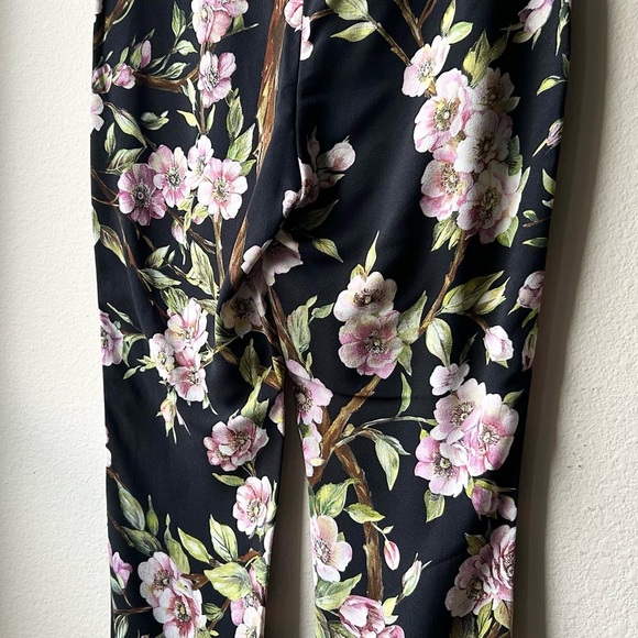 NWT DOLCE & GABBANA black Pink viscose CHERRY BLOSSOM Pants Sz 6 - Picture 8 of 11